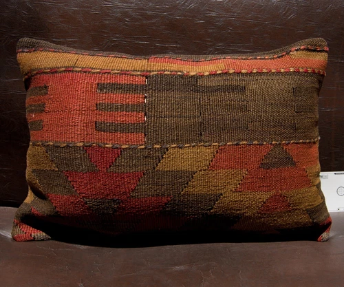 24"x16" 60x40 Hand Woven Turkish Wool Kilim Rug Vintage Pillow Cover Cushion