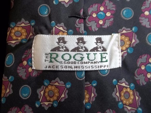 Adams Row Mens Neck Tie All Silk Made in USA Black Tie w Floral Design TY10 - Picture 8 of 10