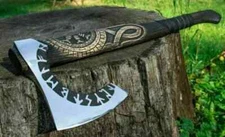 Viking Axe Custom hand carbon steel Blade Viking axe W/L/Sheath,