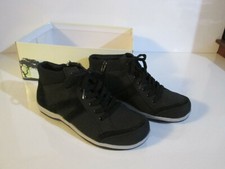 NEW 7.5 Easy Street Chill Black Leather SlipOn Zipper High Top Sneakers Booties