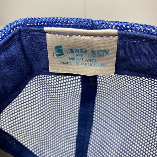 Blue Mesh Trucker Hat Yellow Letter P Sam-Sen Snapback Hat Cap - Picture 7 of 8