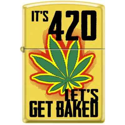 Zippo Lighter - It's 420 Lets Get Baked! Lemon Yellow - 854277