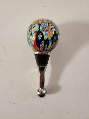 4" Art Glass Wine Stopper Bed Bath & Beyond glass Ball Flowers Colorful