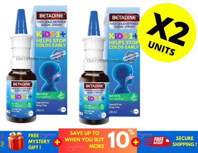 BETADINE COLD DEFENSE NASAL SPRAY 20ML HELPS STOP COLDS & FLU  For KIDS ( X 2 )