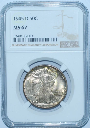 1945 D NGC MS67 Walking Liberty Half Dollar