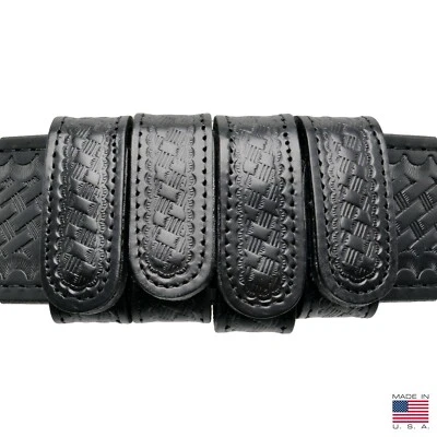 Perfect Fit Basketweave Duty Belt Keepers 1" Leather Hidden Snap 4 Pack