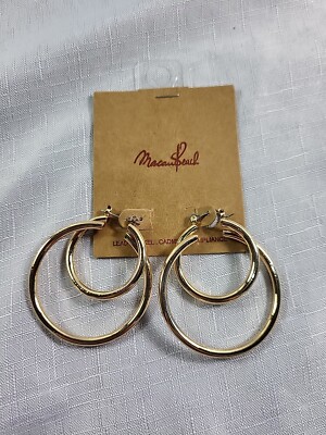 Brandy Melville Macau Beach Gold Double Hoop Earrings BMMU55 UK