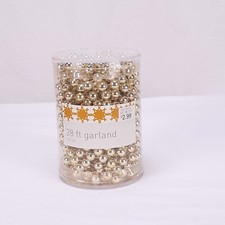 28 Ft Plastic Gold Ball Christmas Tree Garland Open Container Excellent Cond