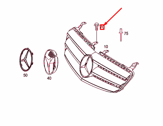 MERCEDES-BENZ R W251 Kühlergrill Sechskantschraube A0019907900