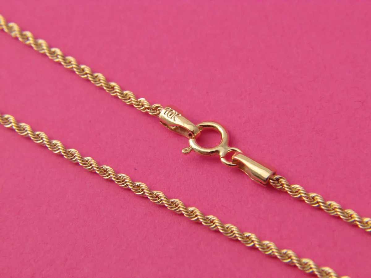 10k yellow gold Hollow Rope Chain 1.6mm chain Gold Necklace 10