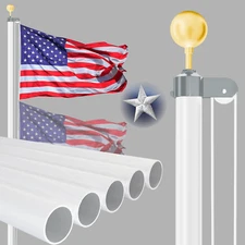 Heavy Duty 25FT Flag Pole -13 Gauge Extra Thick Aluminum Flagpole Kit for House