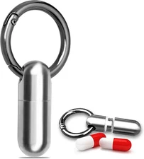 Keychain Pill Holder Container Organizer Titanium Small Case Portable Travel Box