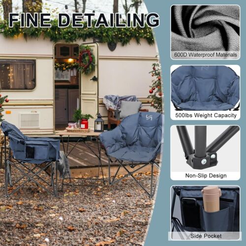 SLSY Oversized Camping Chair Outdoor Portable Chairs 500 lbs with Side Pocket - Picture 9 of 62