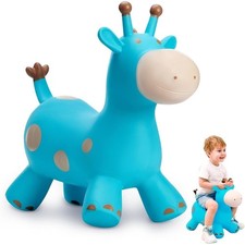 EVERICH TOY Blue Giraffe Bouncy Horse Hopper for Toddlers Boys and Girls