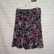 Vtg Y2K Dark Floral Chiffon Skirt Sz L Layered Fairy Romantic Ethereal SoftGirl