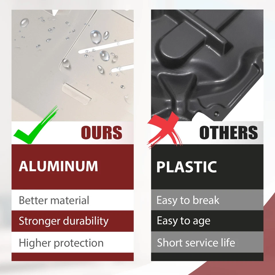 Protector contra salpicaduras bajo cubierta para motor de aluminio Infiniti Q50 Q60 2014-2023 tracción trasera Foto 2 de 4