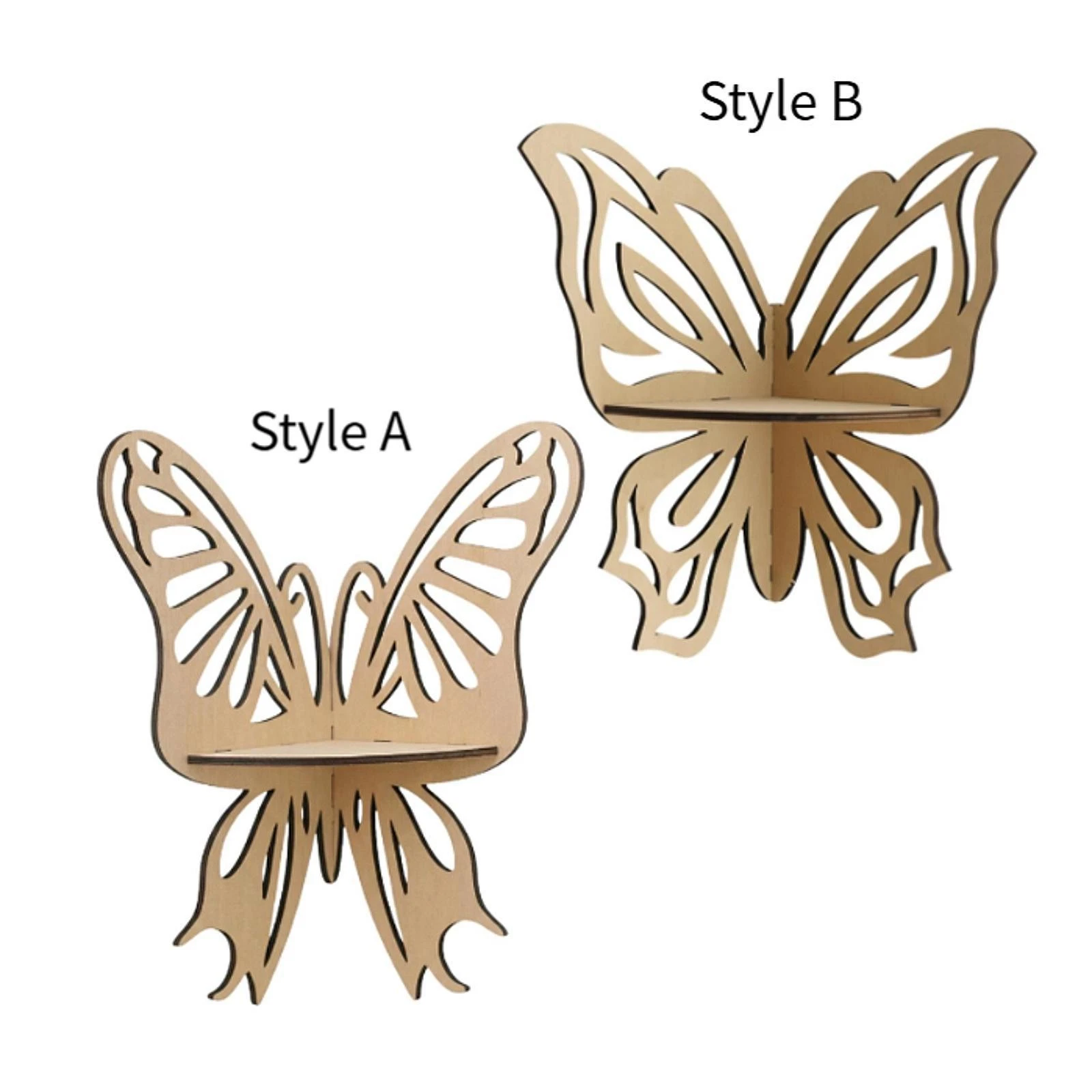 Butterfly Shape Corner Shelf Wooden Storage Rack Housewarming Gift Space Saving