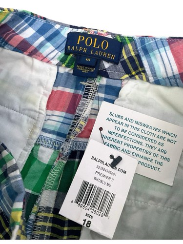 Polo Ralph Lauren Boys Bermuda Shorts Madras Plaid Patchwork Multicolored SZ 18 - Picture 7 of 10