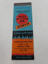 Robertsob Brothers Coal Building Material Streator Illinois Matchbook Cover