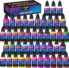 ARTME Airbrushfarbe, 42 Farben mit 3 Verdünner, spritzfertig, deckendes und... 