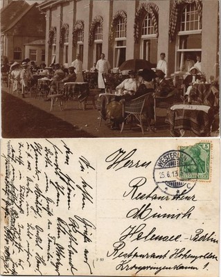 Postcard Westerland community Sylt restaurant waiter guests 1913