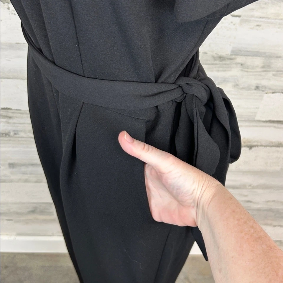 Calvin Klein Women's Flutter-Sleeve Belted Cropped Jumpsuit Women's Size 12 - Image 4 of 4