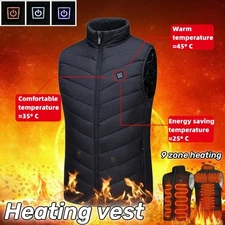 Electric Heating Vest 9 Heat Areas Men USB Charging Heated Body Warmer Clothing