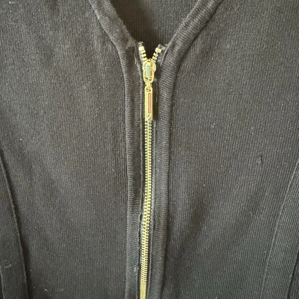 Thalia Sodi новые женские LG черный w золото спереди молнии V шеи длинным рукавом пеплум новый с Ярлыками - Изображение 4 из 4