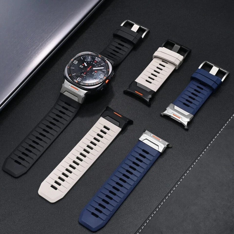 Silicone+Metal Band For Samsung Galaxy Watch Ultra 47mm Sport Fluororubber Strap - Image 4 of 4