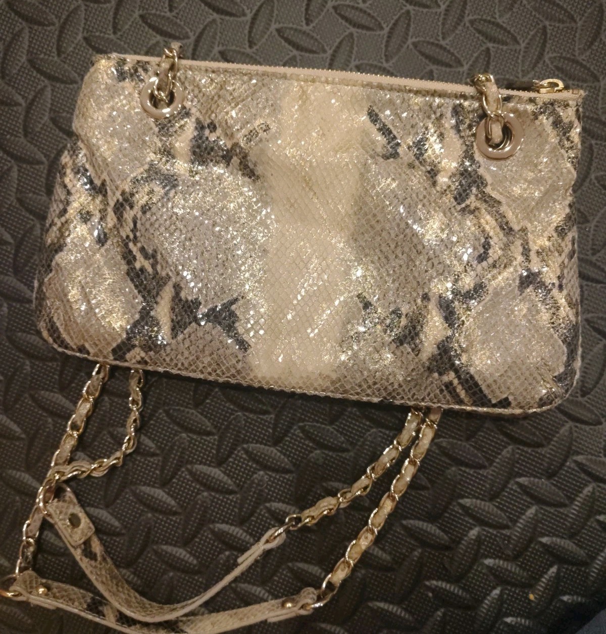 DKNY Metallic Embossed Python Genuine Leather Pur… - image 7