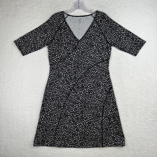 Title Nine Sayonara Cafe Ärmel Kleid schwarz weiß Punkte Damen Medium 8-10 - Bild 1 von 14