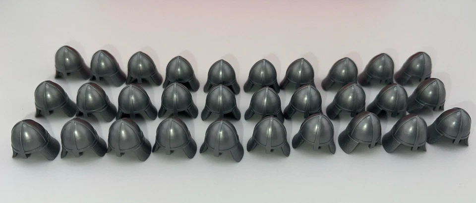Lego 30 Piezas Castillo Medieval Metálico Plata Caballeros Casco con Protector de Cuello Foto 3 de 3