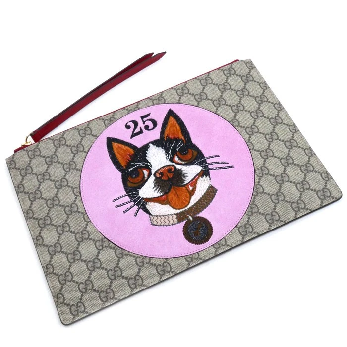 Sac pochette Gucci Bosco unisexe toile cuir Saffiano beige rose rouge