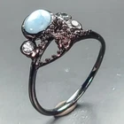 Handmade Natural Larimar Ring 925 Sterling Silver Size 8 /R467140