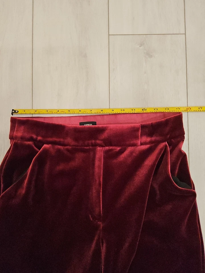 Pantalones de vestir Express de terciopelo para mujer pantalones acampanados tiro súper alto talla 10R Foto 2 de 4