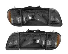 1987-1993 Mustang Gt Lx Smoked Amber 6 Piece Headlight Headlamp W Mounting Kit