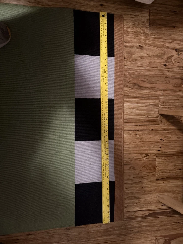 Alfombra de lana IKEA BJÖRKSNÄS, tejido plano verde. Excelente Estado Foto 3 de 3