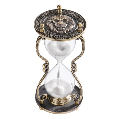 Hourglass Sand Timer 60 Minute Large Lion Brass Carved Sand Clock Vintage Wh...