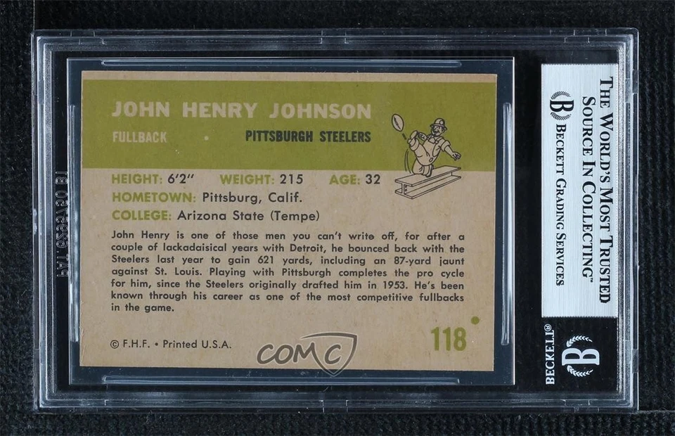 1961 Fleer John Henry Johnson #118 BGS 7 HOF - Image 2 of 2