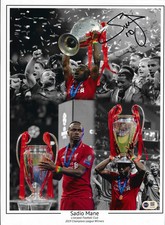 SADIO MANE SIGNED 16x12 LFC CHAMPIONS LEAGUE MONTAGE PHOTO (ACG CERT AG18056)