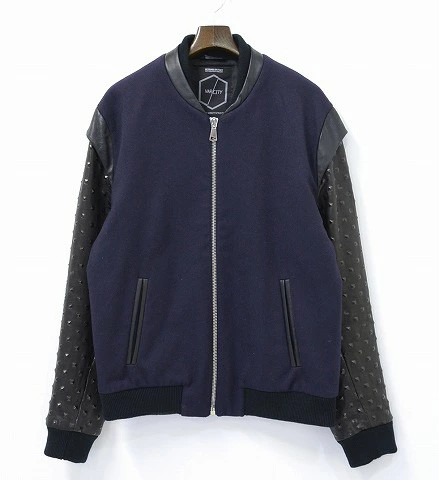 Used Var/City Wool Jacket With Studded Leather Sleeves Sleeve