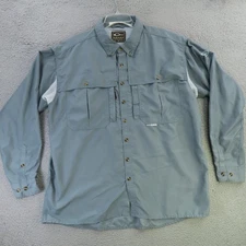 Drake Shirt Men XL Gray Vented Long Sleeve Button Up Fishing Hunting