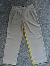 Quince Plus Size 14 Ultra Stretch Pleated Beige Trouser Wide Leg Academia Preppy