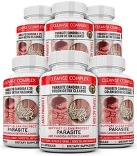 Parasite Killer - ANTIPARASITE COMPLEX - Natural Gut Health Support- 6 Bottle