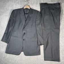 Jos A Bank Signature Collection 2 Pc Suit 41R Light Gray Glen Check Plaid 35R