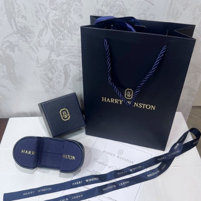 Harry Winston Genuine Ring case Jewelry Navy Leather empty case Gift Box