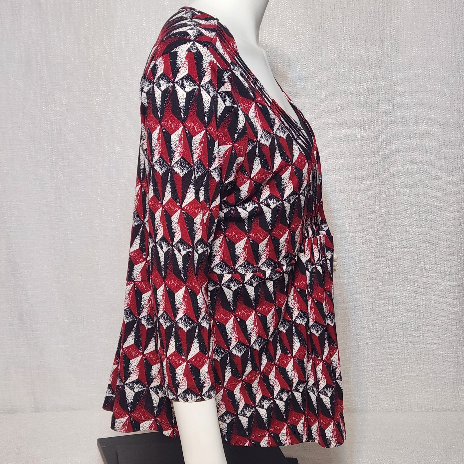 Grace Elements Blouse V Neck Overlay Geometric Bu… - image 10