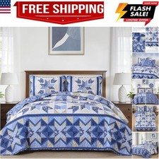 Patchwork Quilts King Size，Reversible Blue ...