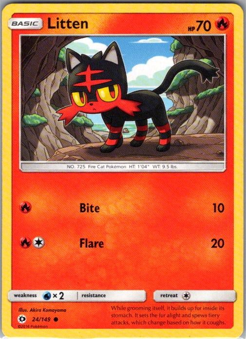 Litten 24/149 Common SM Base Set Lightly Played
