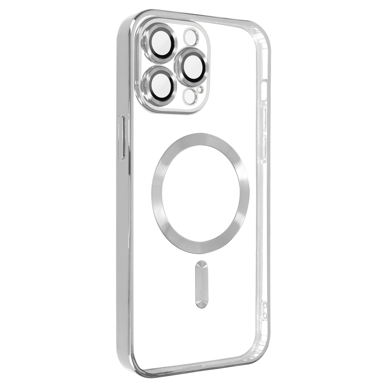 Coque iPhone 13 Pro en silicone chrome argent avec protection camera